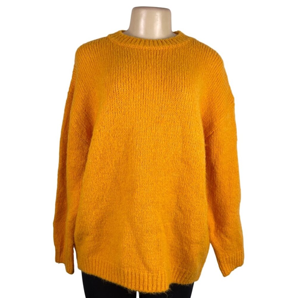 Love Moment Women Yellow Acrylic/Nylon/Alpaca Blend Sweater Knit Pullover Sz L